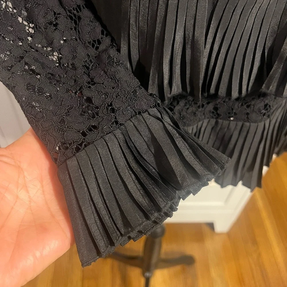 J. Crew Black Lace Ruffle Blouse